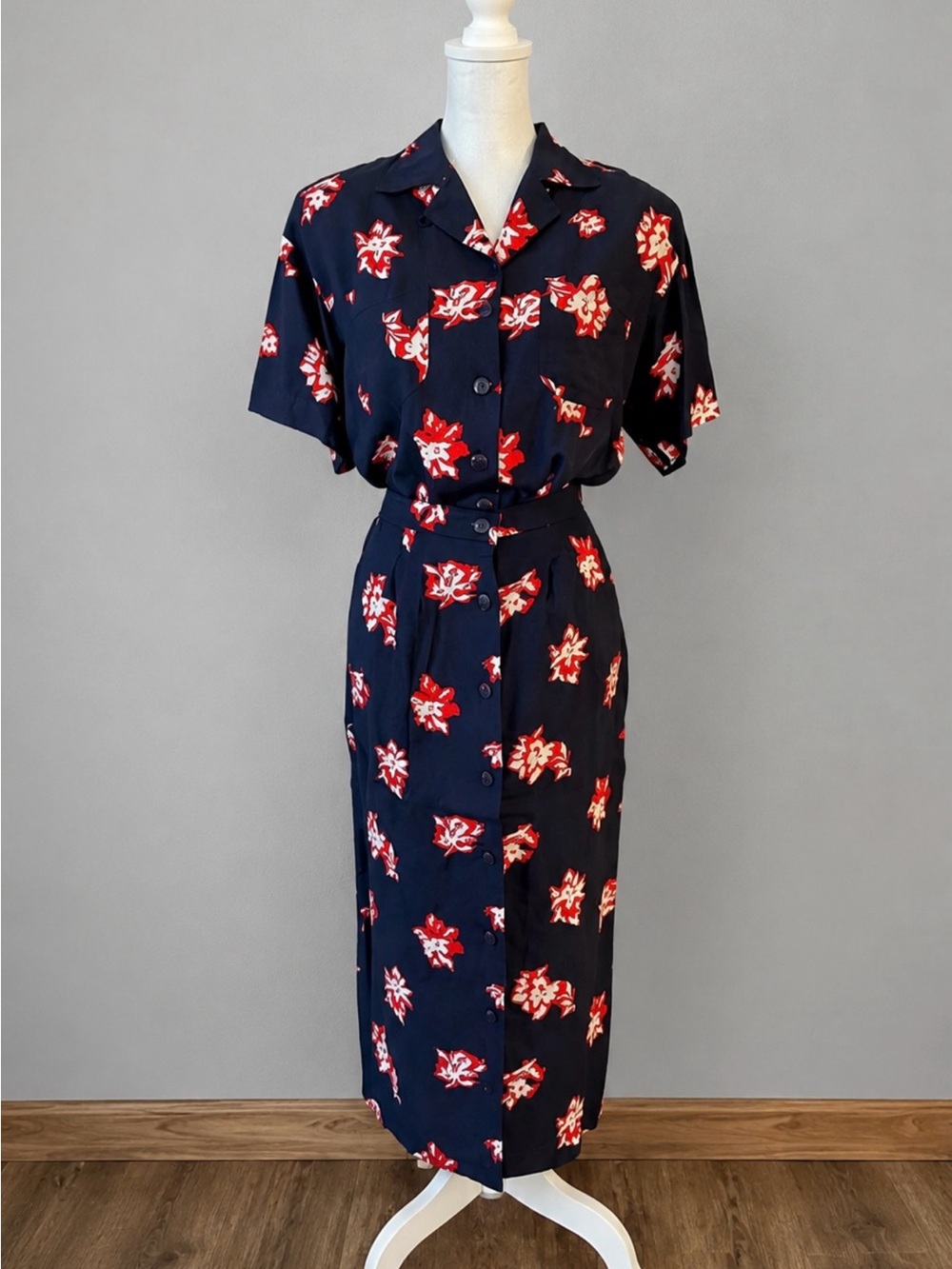 Vintage Liz Claiborne Sportdress 90s Floral Button Down 2-piece Skirt Set 6 Smal